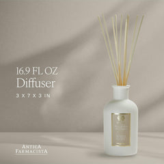 Close-up of Antica Farmacista reed diffuser reeds and bottle for a luxurious setup