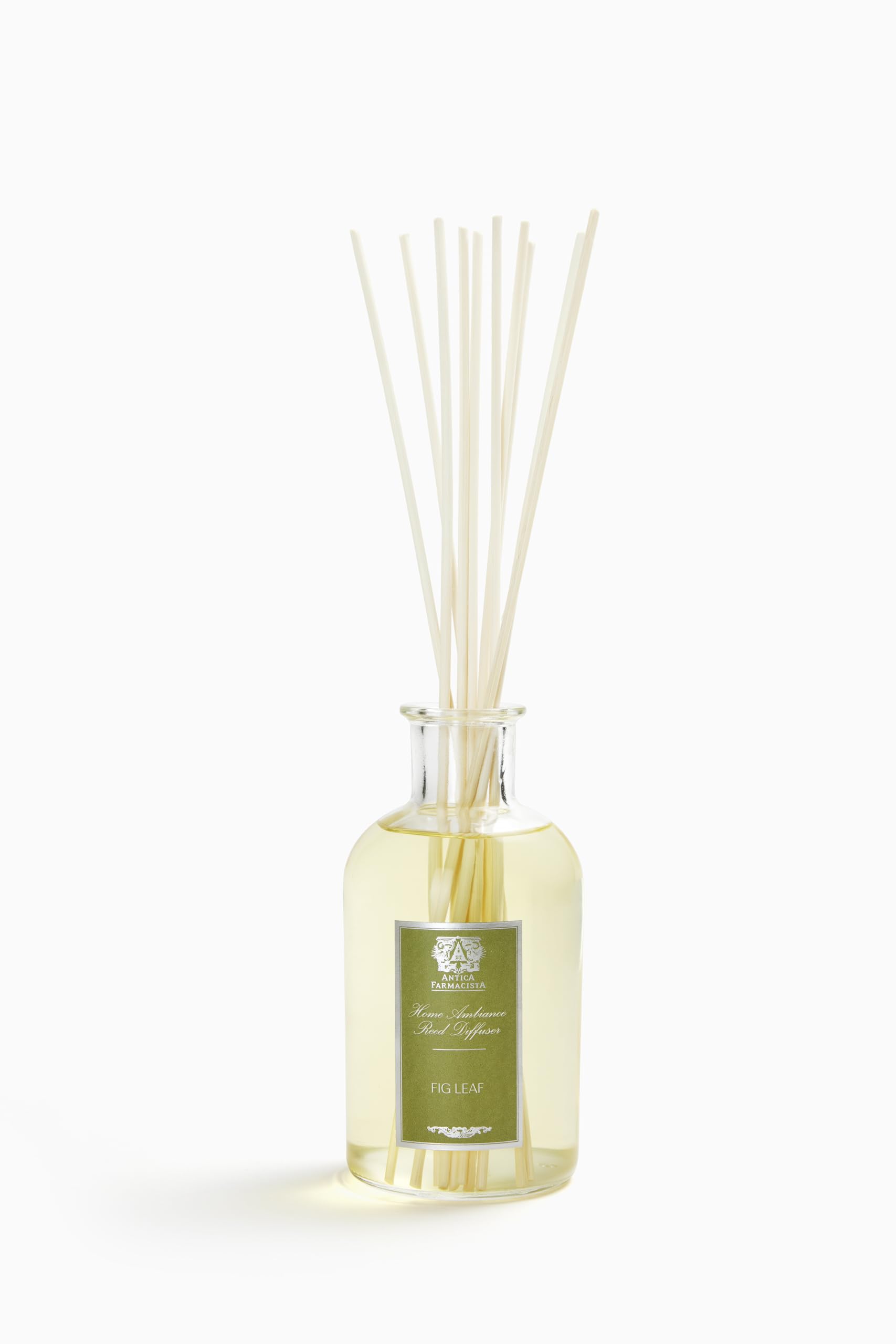 Antica Farmacista Fig Leaf diffuser bottle delivers long-lasting fragrance.