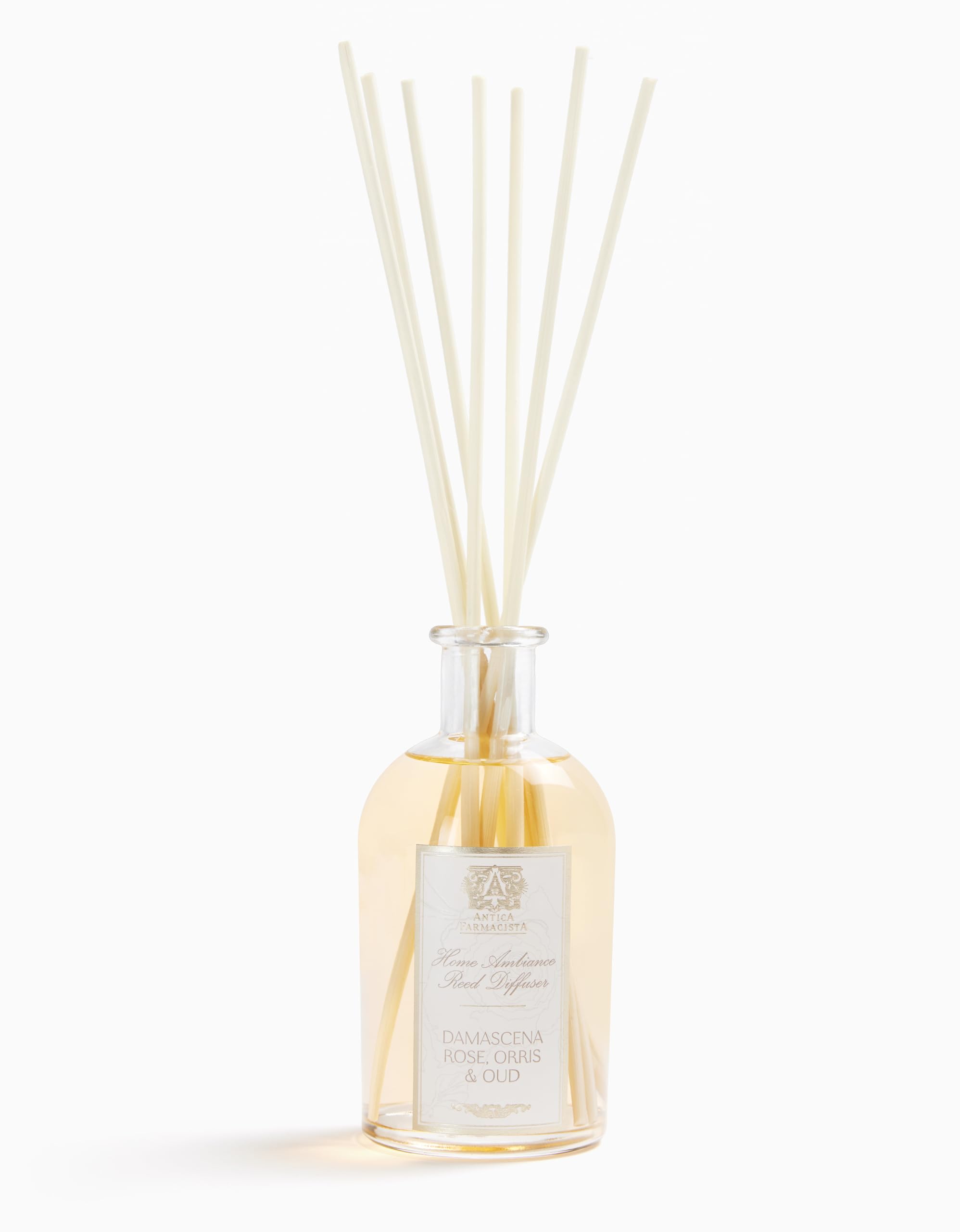 Antica Farmacista home ambiance diffuser bottle shows elegant design and long-lasting fragrance for living spaces.