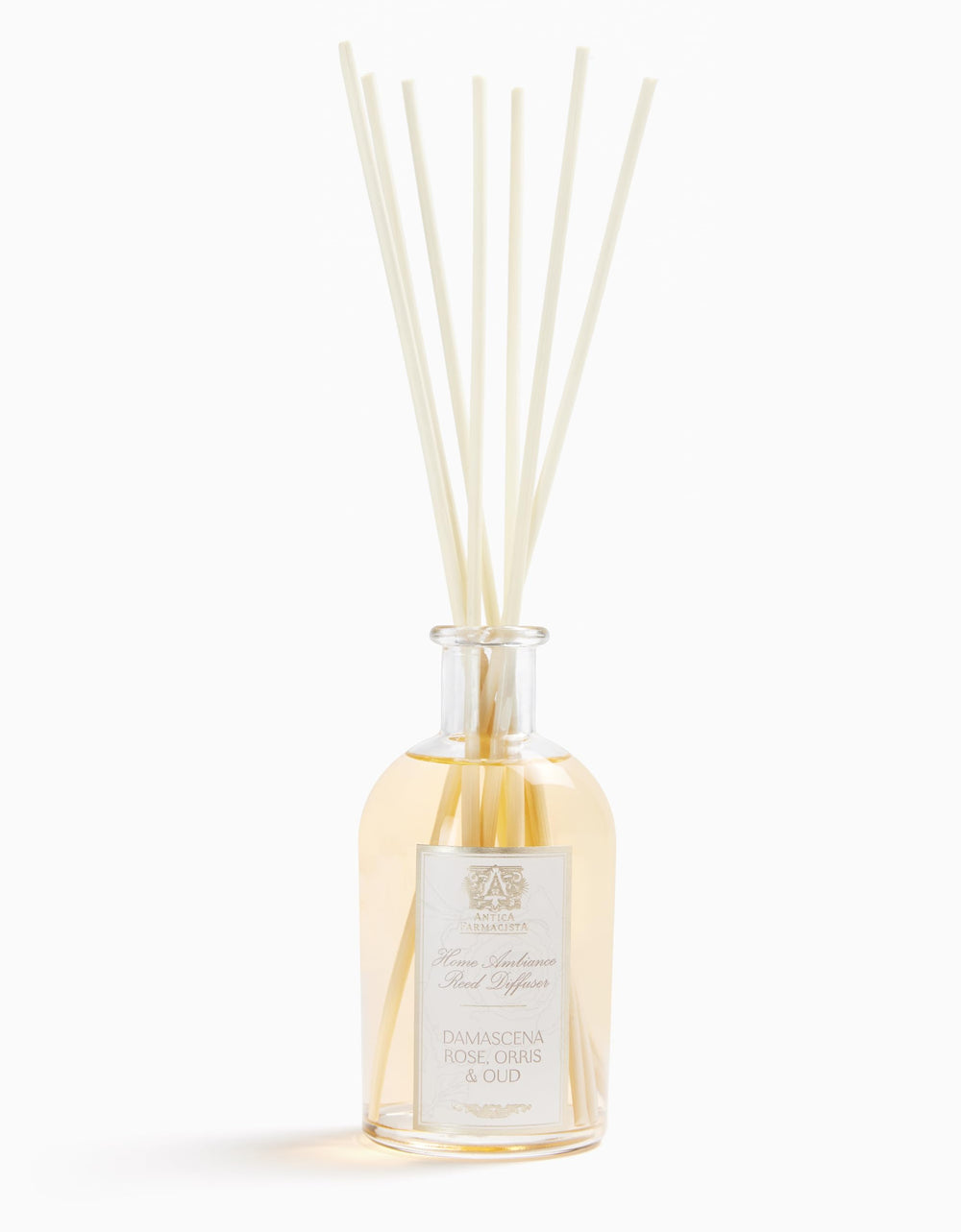Antica Farmacista home ambiance diffuser bottle shows elegant design and long-lasting fragrance for living spaces.