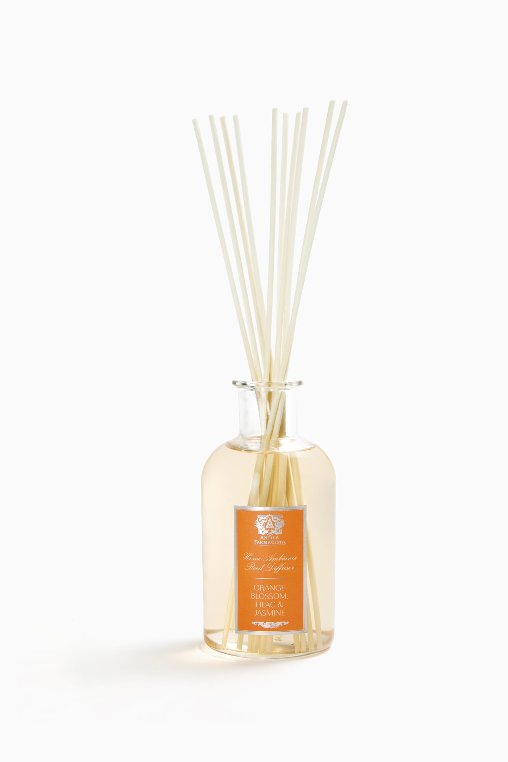 Antica Farmacista Home Ambiance Diffuser bottle with orange blossom and jasmine notes, delivering long-lasting scent.