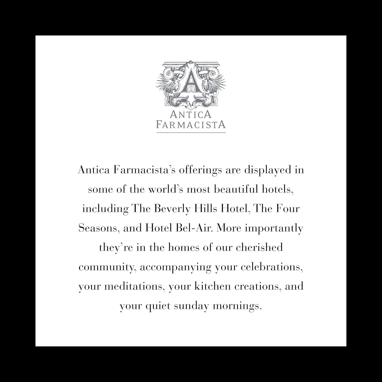 Antica Farmacista gift-ready setup inspires thoughtful housewarming gifts.