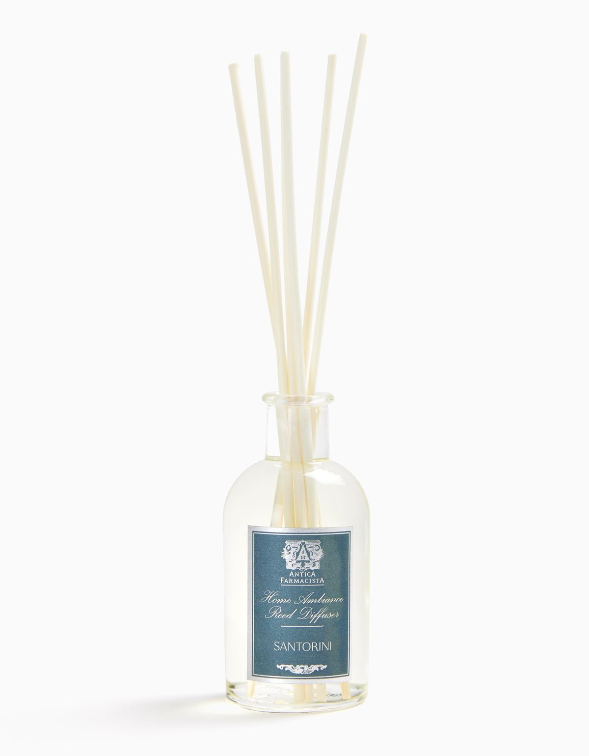 Antica Farmacista Santorini diffuser with elegant bottle delivering long-lasting home fragrance