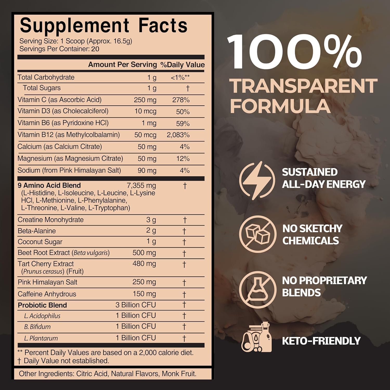 Antidote creatine ingredient panel hints at performance-boosting potential for longer sessions.