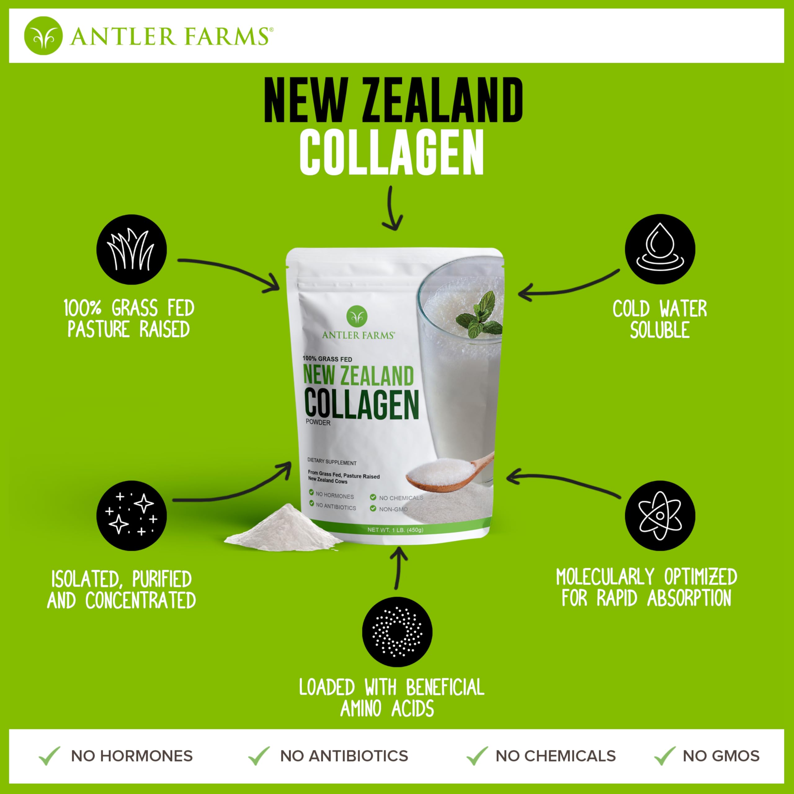 Collagen blending into a smoothie for a smooth texture.