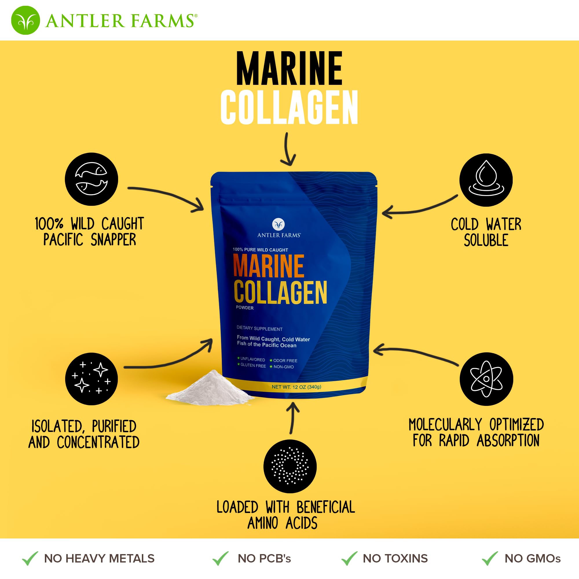 Antler Farms Marine Collagen blending in cold liquid, smooth in smoothies