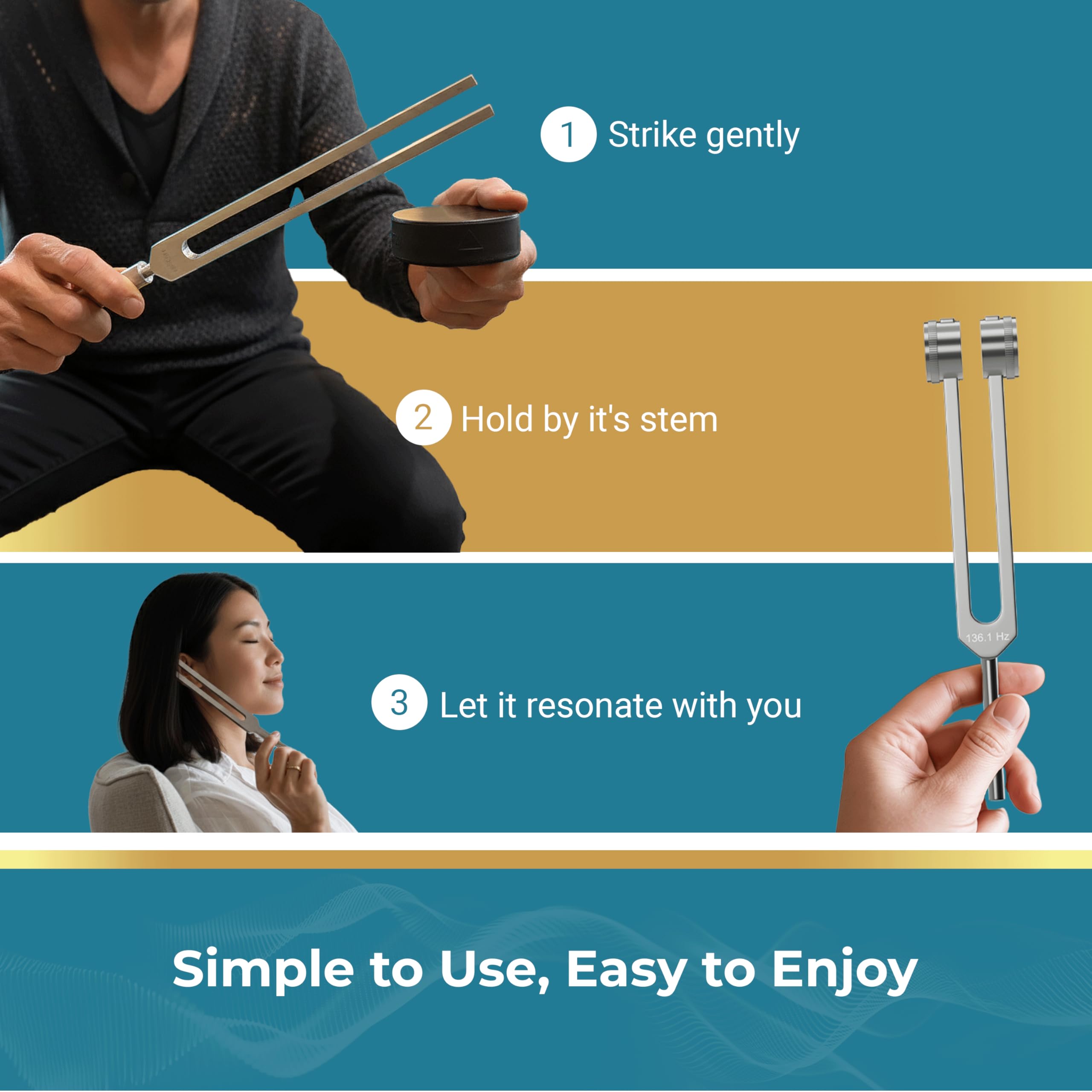 ANU WAVE tuning forks 144hz unweighted for free sound field use.