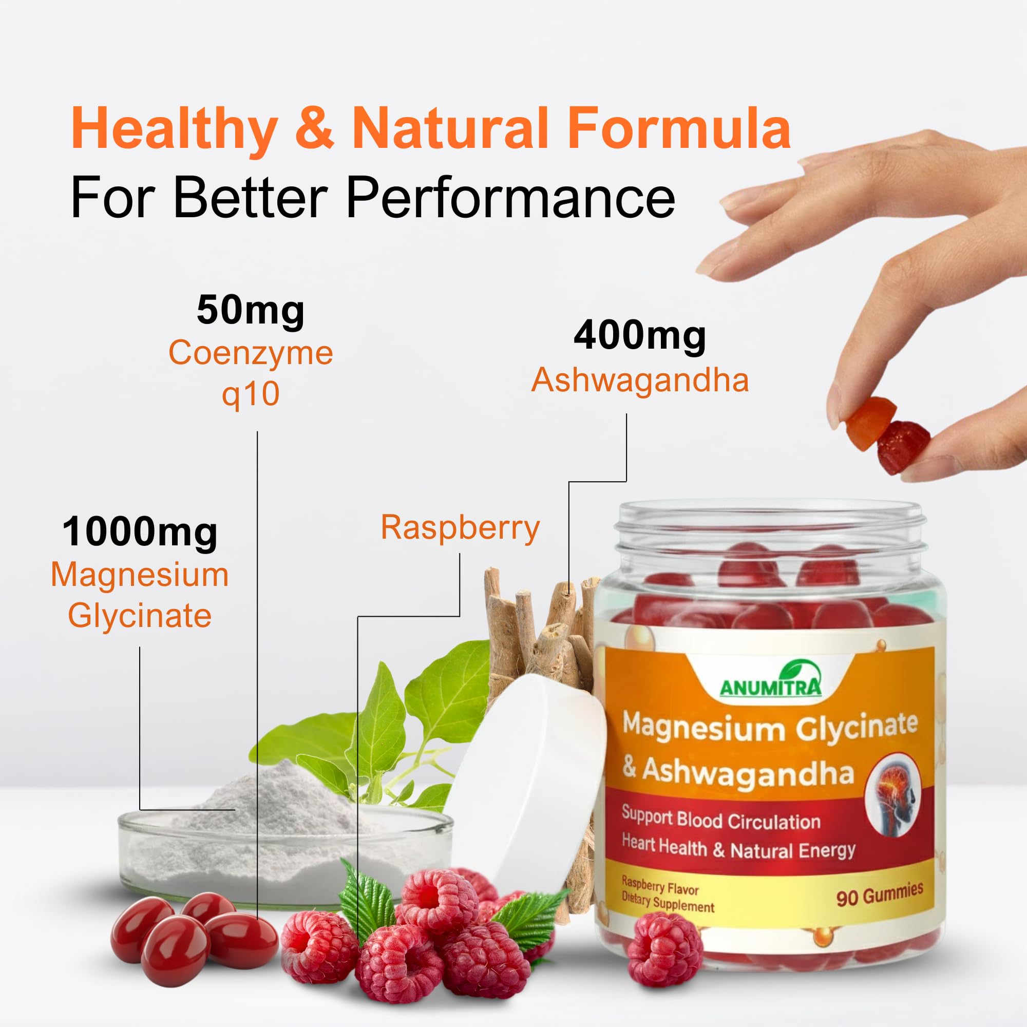 ANUMITRA vegan magnesium glycinate formula supports muscle relaxation.