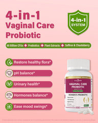 Anven Health 4-in-1 formula bottle showcasing probiotics, prebiotics, herbs for feminine balance