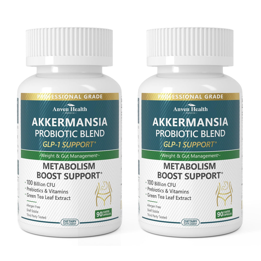 Anven Health GLP-1 bottle front promoting gut health and energy support.