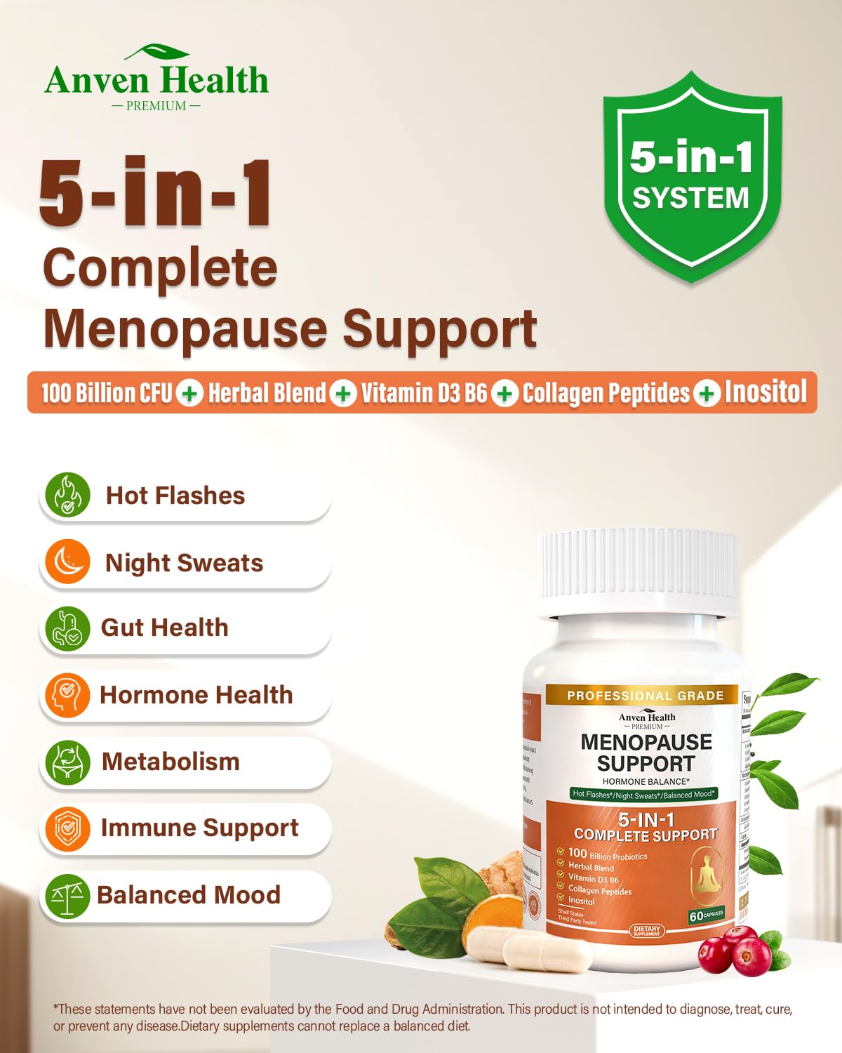 Anven Health probiotics 50-billion CFUs highlighting gut health support