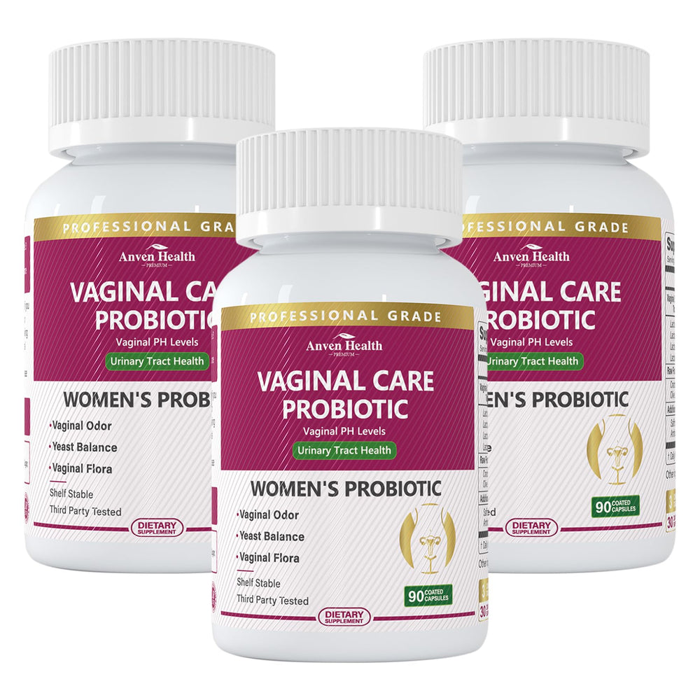 Anven Health Vaginal Probiotics bottle with capsules supporting balanced flora and pH