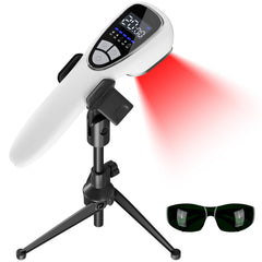 Anyork red light therapy device on its stand for hands-free use.
