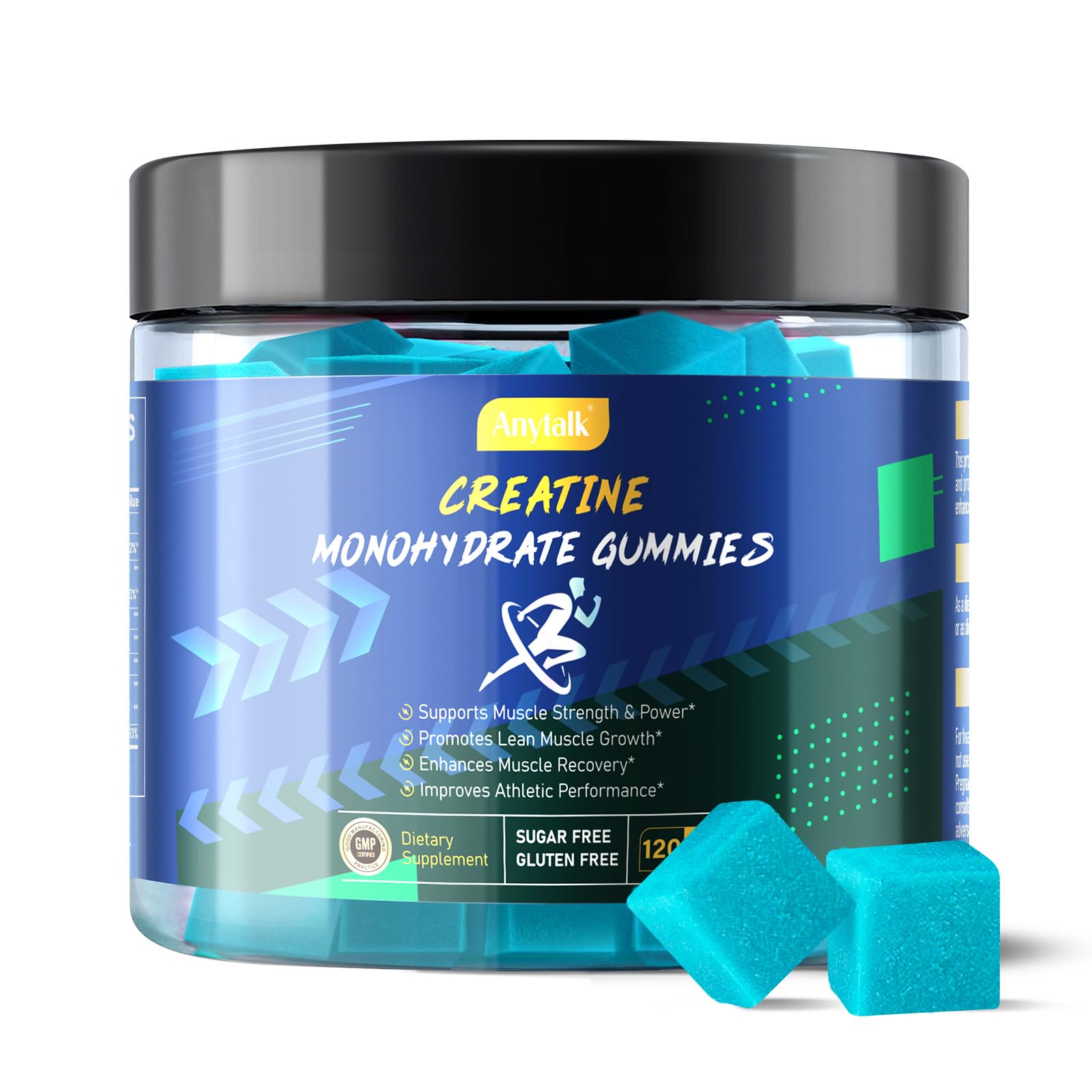 ANYTALK Creatine Monohydrate Gummies front package showcasing vegan formula and clean energy support