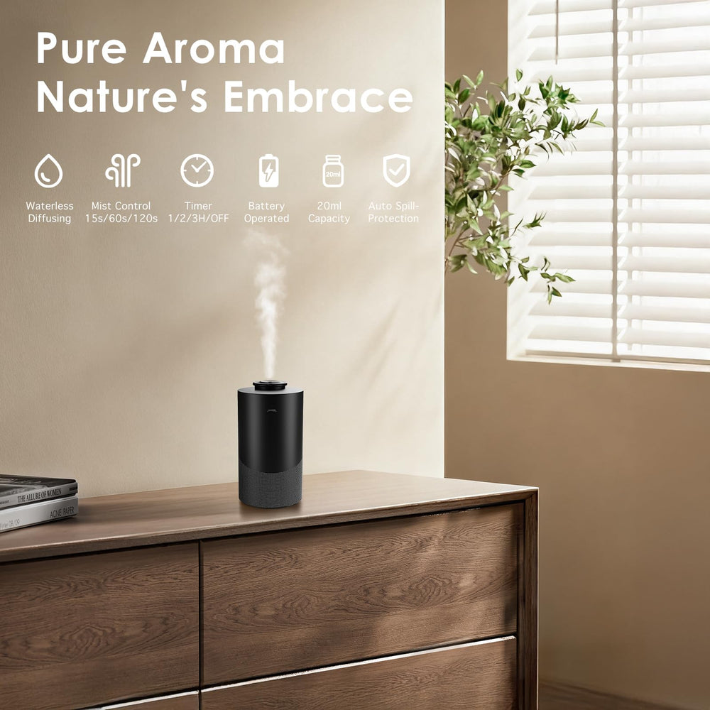 Aofmee cordless diffuser in car use, compact and portable in a cup holder.