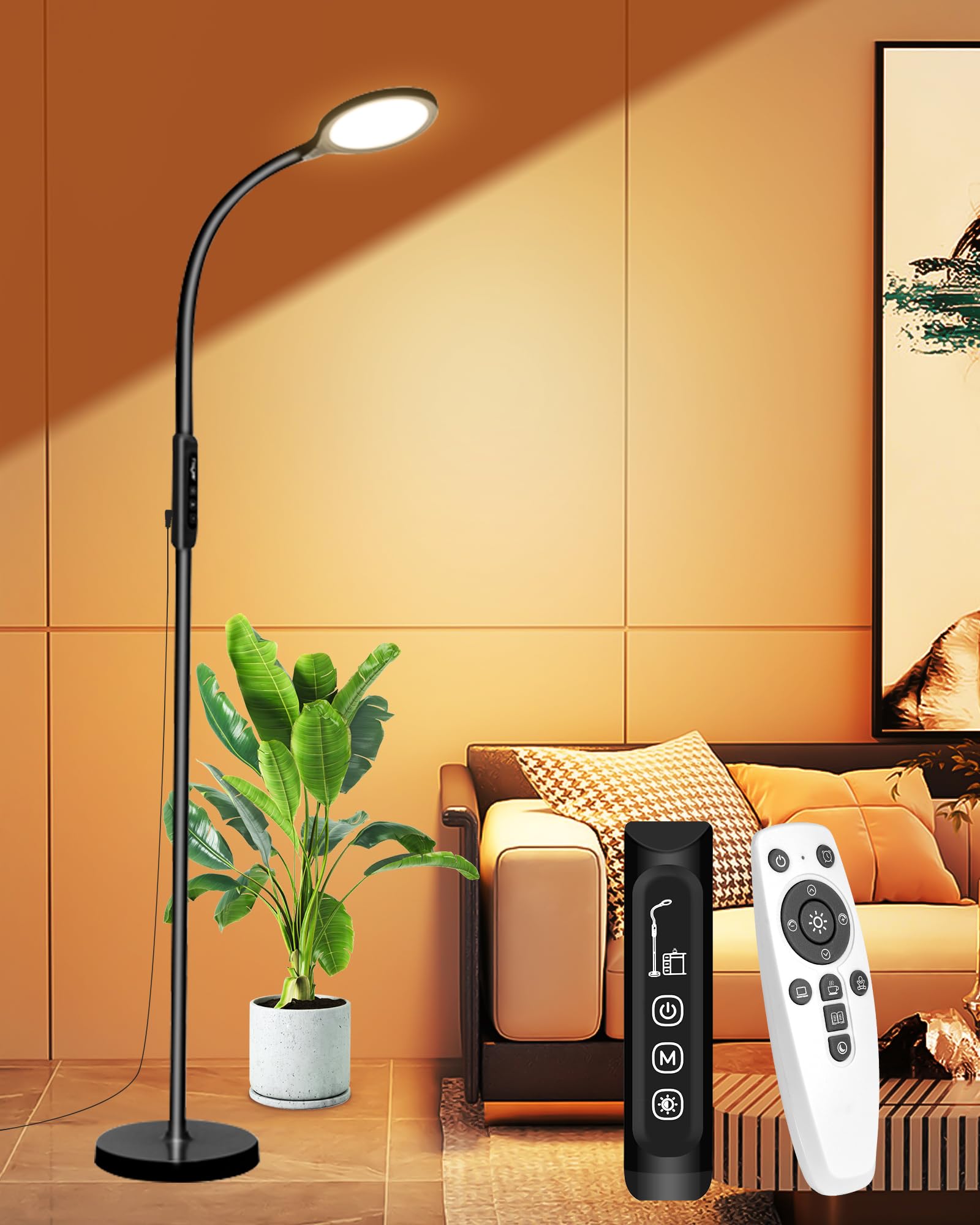 Aoife lamp remote control enables effortless brightness and color adjustment.
