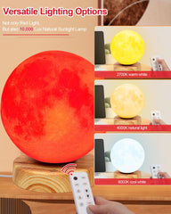 Aoife Red Moon Lamp with remote enables cozy ambient evenings.