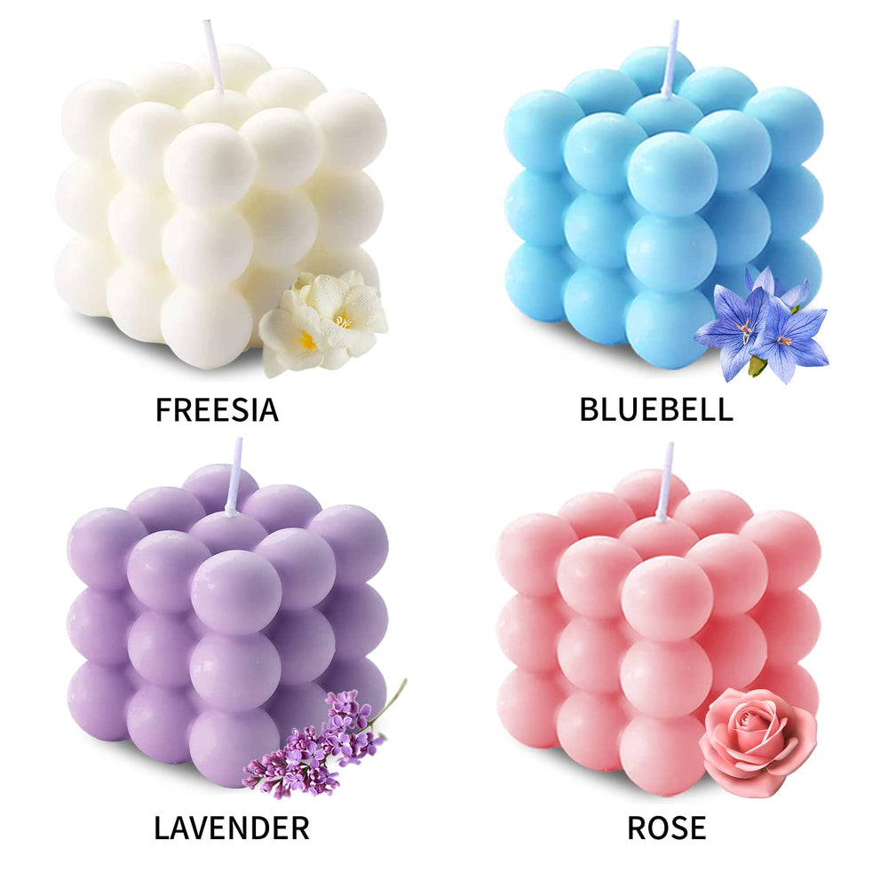 Aokala bubble candle blue Bluebell adds vibrant decor and clean scent.