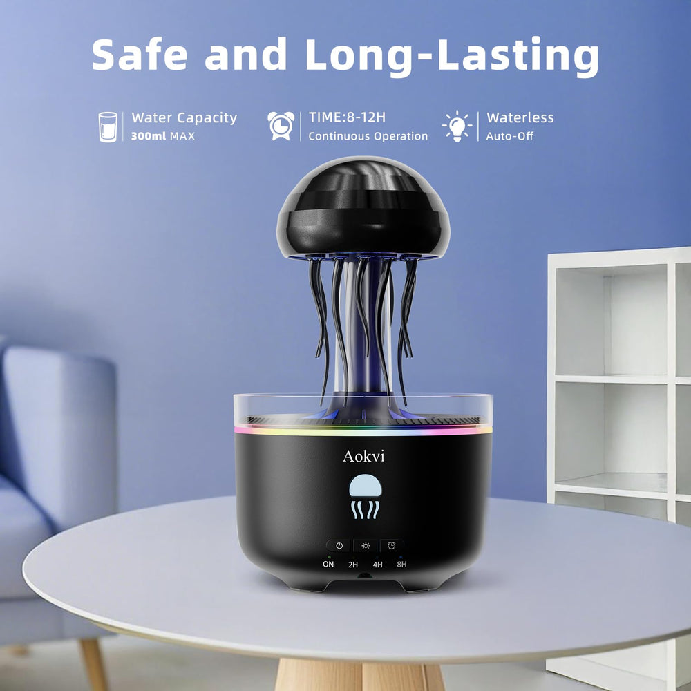 Aokvi Jellyfish Diffuser in bedroom setup promoting calm evenings
