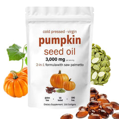 AOLBSPD pumpkin seed oil capsules bottle for daily hair health and wellness.