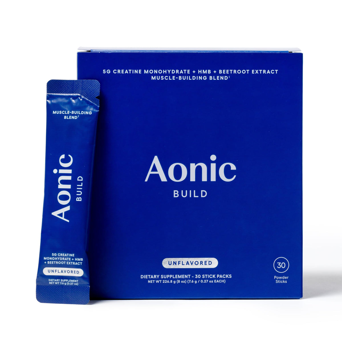 AONIC Build creatine monohydrate sticks support training sessions and recovery.