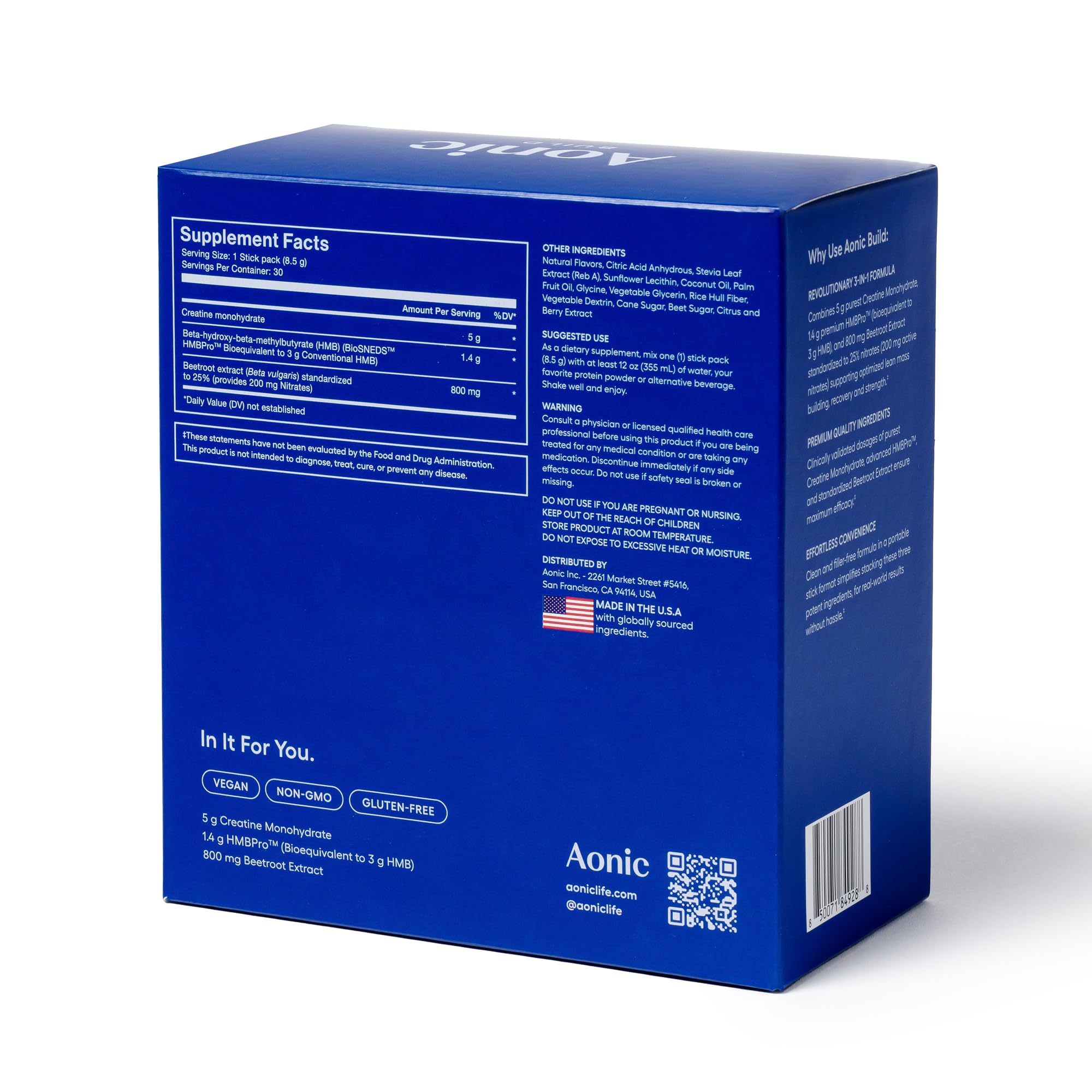 AONIC Build portable sticks simplify daily supplementation on the go.