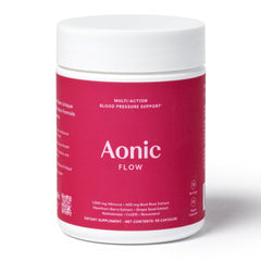 AONIC Flow bottle front showing clean packaging for daily heart health support