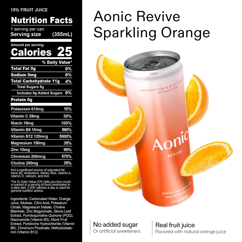 AONIC Revive variety-pack display highlights four flavors for wellness