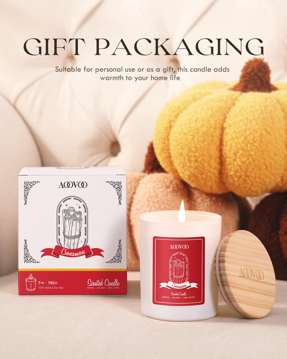 Gift-ready AOOVOO candle packaging ideal for holidays and birthdays.