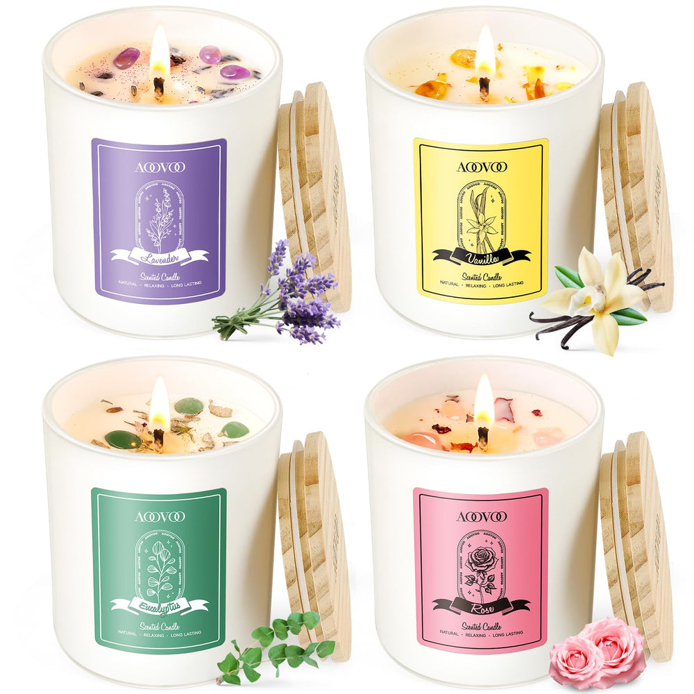 AOOVOO gift set enhances home ambiance with rose-vanilla-eucalyptus-lavender scents.