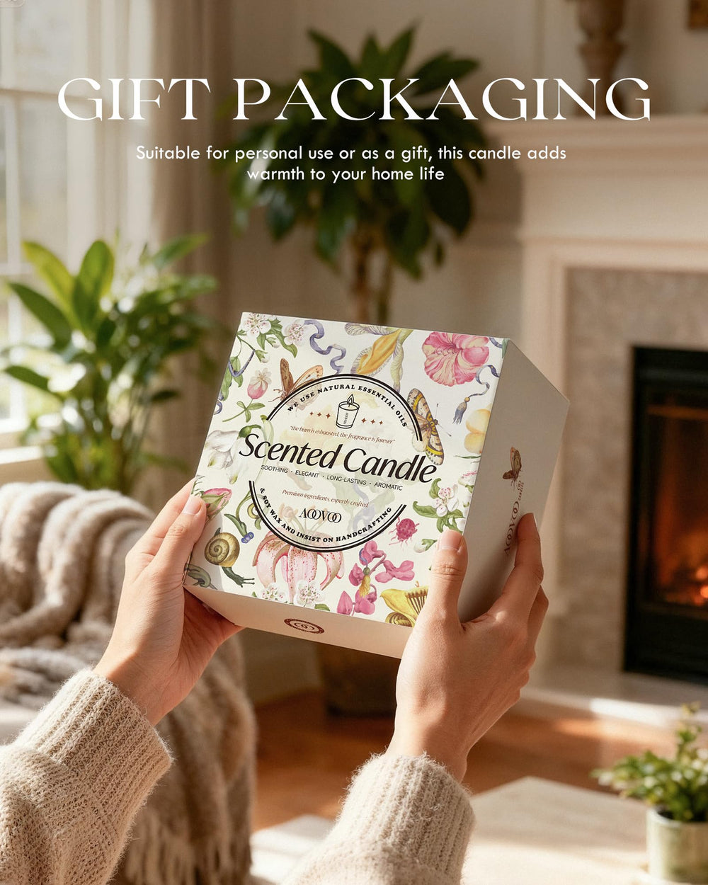 AOOVOO Healing Candle Set Gift Box, elegant presentation for scented candle lovers