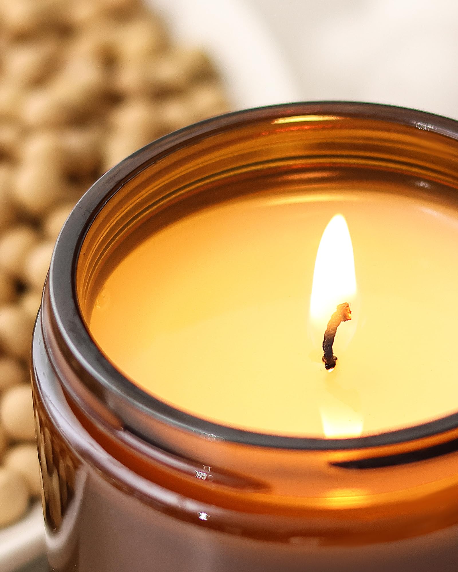 AOOVOO Healing Candle Set Wooden Wick crackle, cozy ambiance like a fireplace