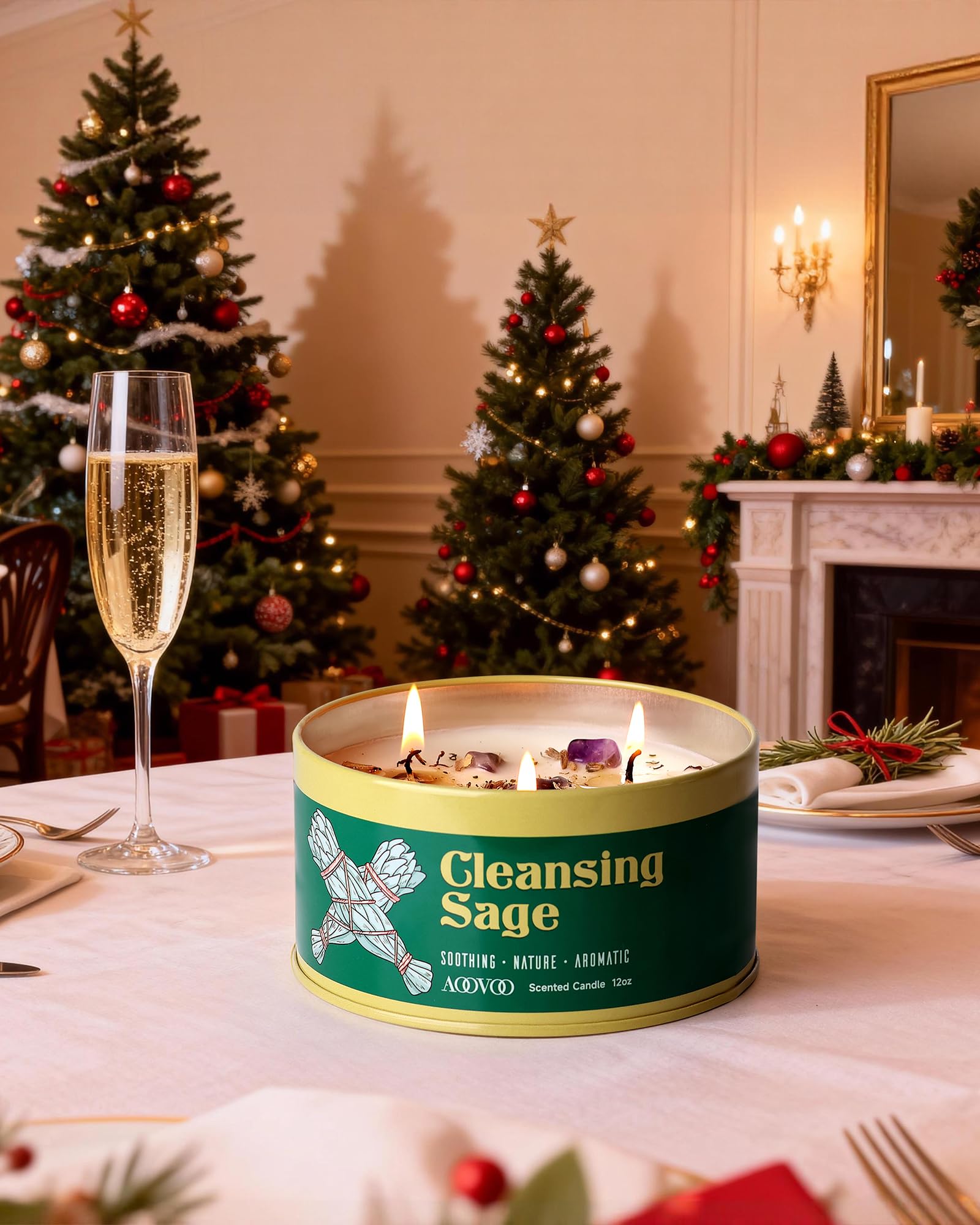 AOOVOO Large 12oz candle provides long-lasting tranquil glow.