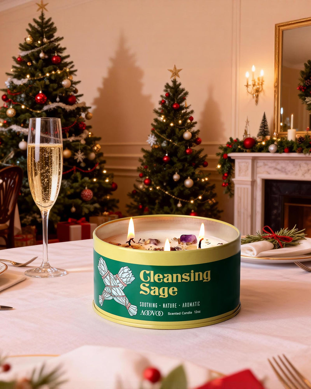 AOOVOO Large 12oz candle provides long-lasting tranquil glow.