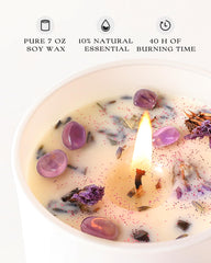 AOOVOO Lavender Candles set crystal inside highlights calming energy during meditation.