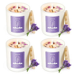AOOVOO Lavender Candles Set pack image shows four jars for home fragrance.