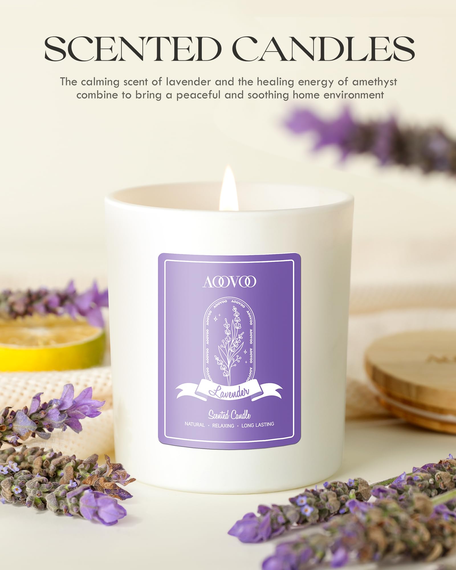 AOOVOO Lead-free wick image emphasizes clean, safe burning.
