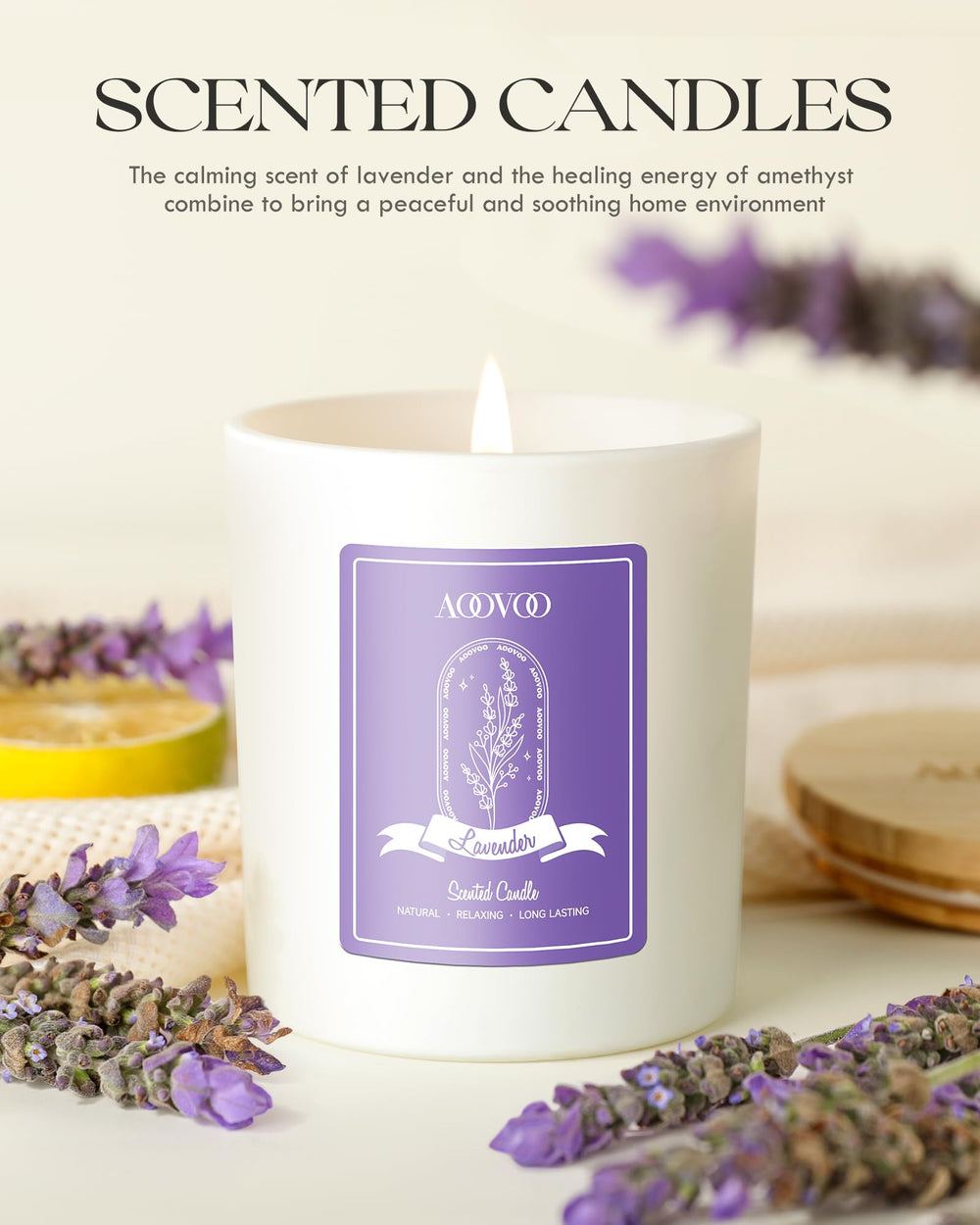 AOOVOO Lead-free wick image emphasizes clean, safe burning.