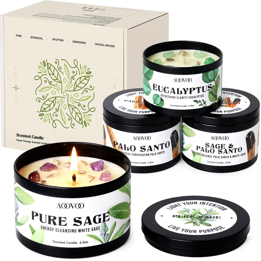 AOOVOO Natural soy wax candle set for clean burn and extended use.