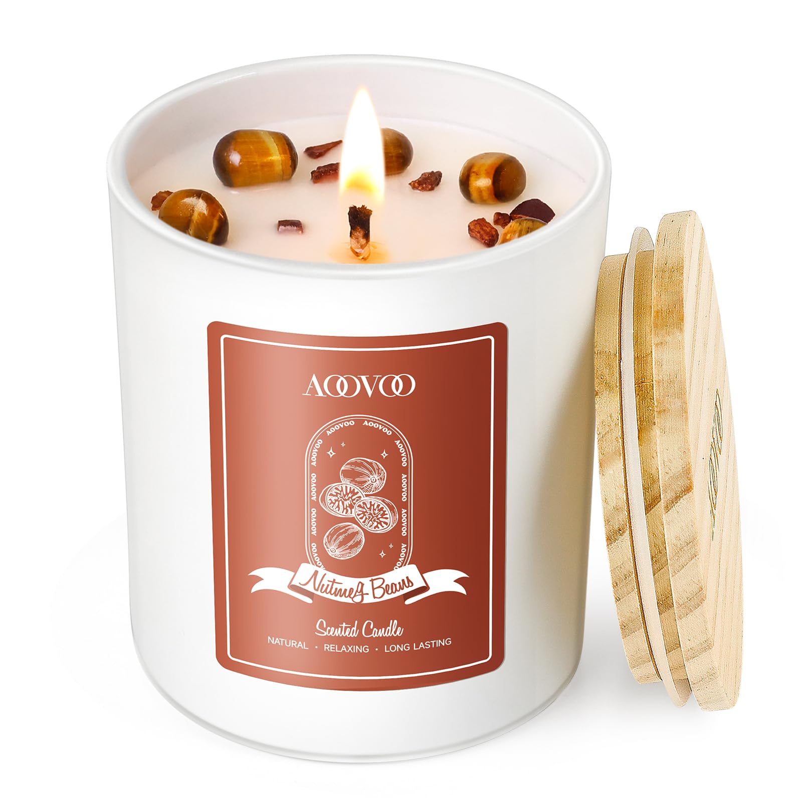 AOOVOO Nutmeg Beans Candle 7oz creates warm autumn ambiance.