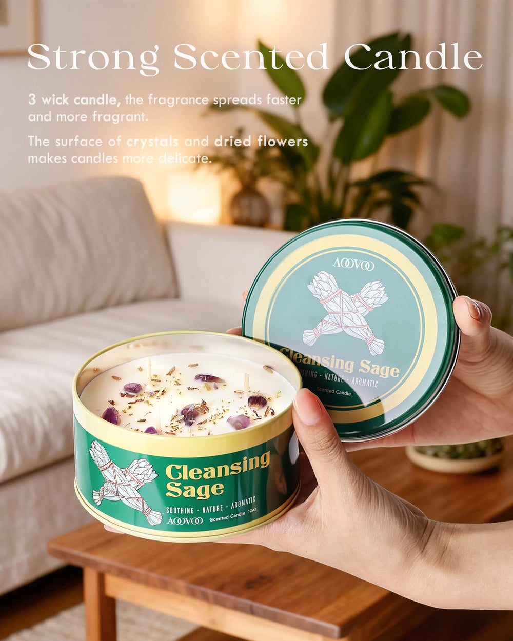 AOOVOO Sage Leaves inside add natural decoration for mindful meditation.
