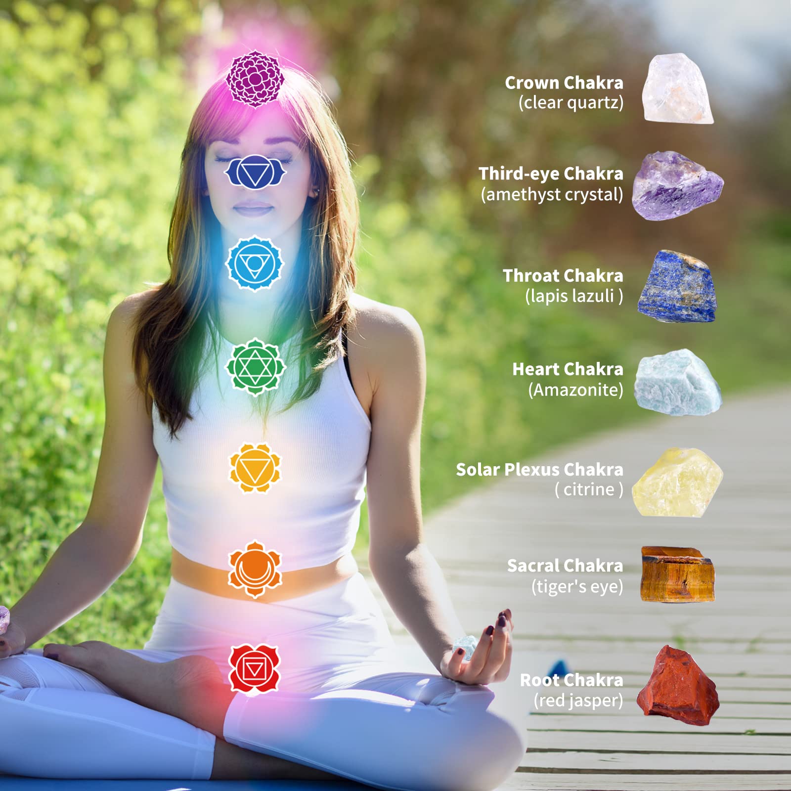 AOOVOO seven-tumbled chakra stones for energetic balance.