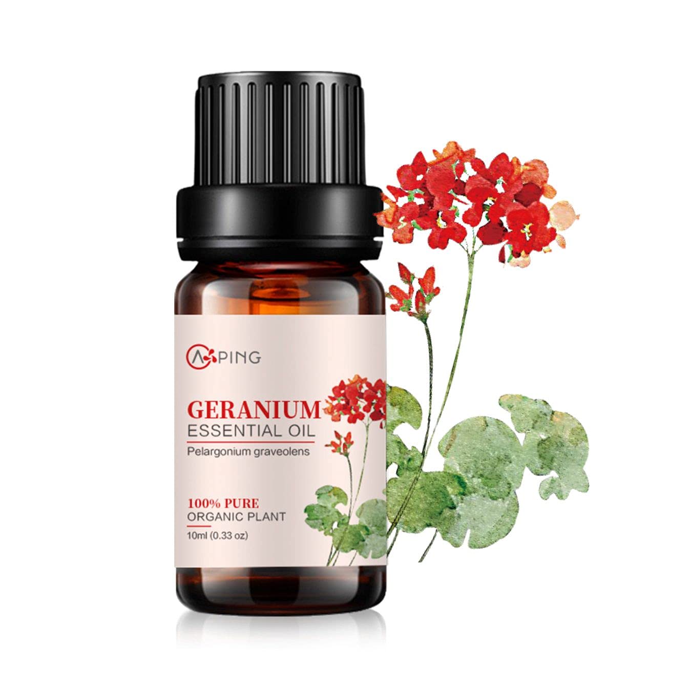 AOPING Geranium essential oil bottle for diffuser use and spa rituals.