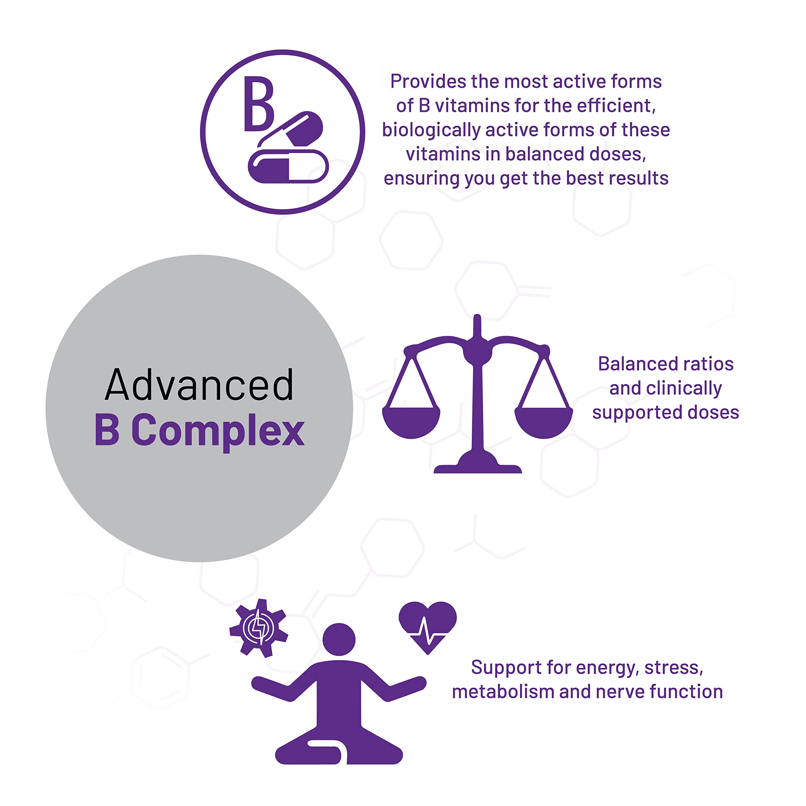 AOR Advanced B Complex shown as vegan and gluten-free daily supplement
