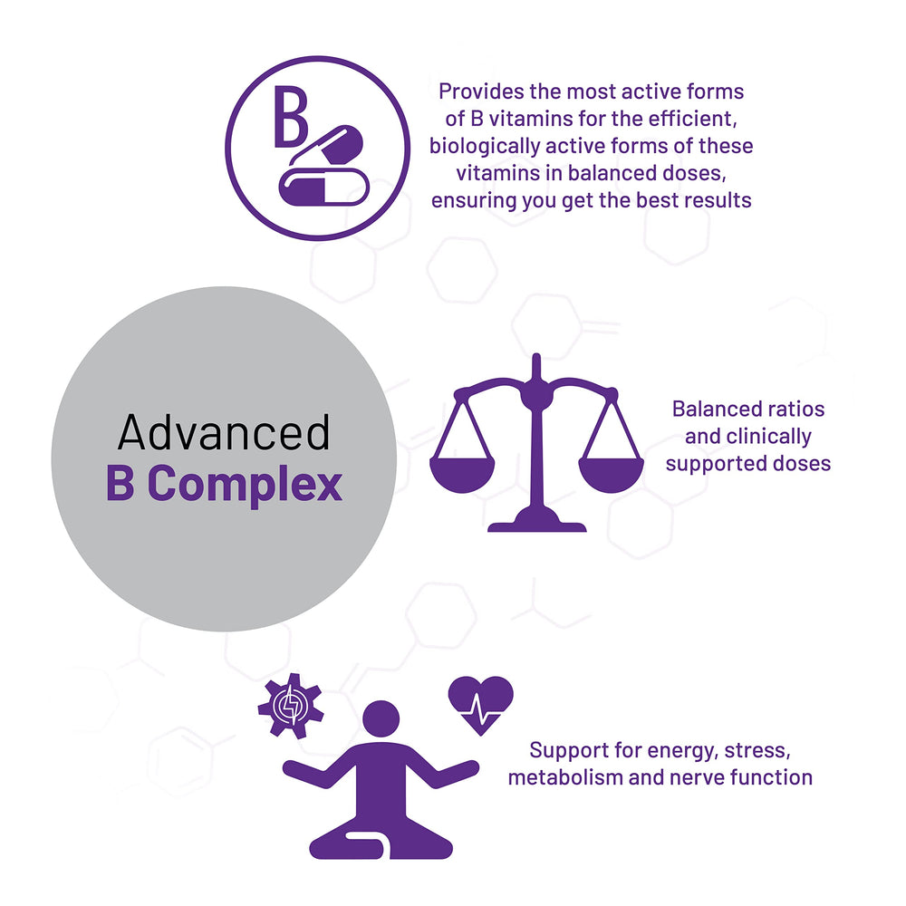 AOR Advanced B Complex shown as vegan and gluten-free daily supplement