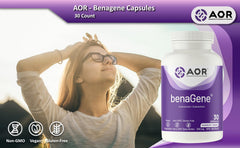 AOR BenaGene capsules close-up showing daily usage.
