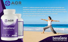 AOR BenaGene packaging box highlights vegan, gluten-free, and non-GMO status.