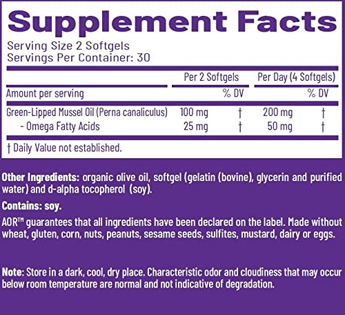 AOR Green Lipped FFA in use, a user taking softgels for mobility support.