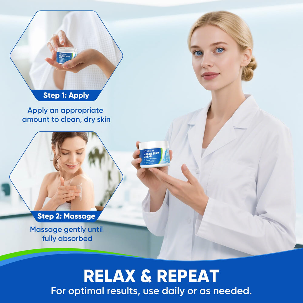AOSORW magnesium cream jar with cap shows compact packaging