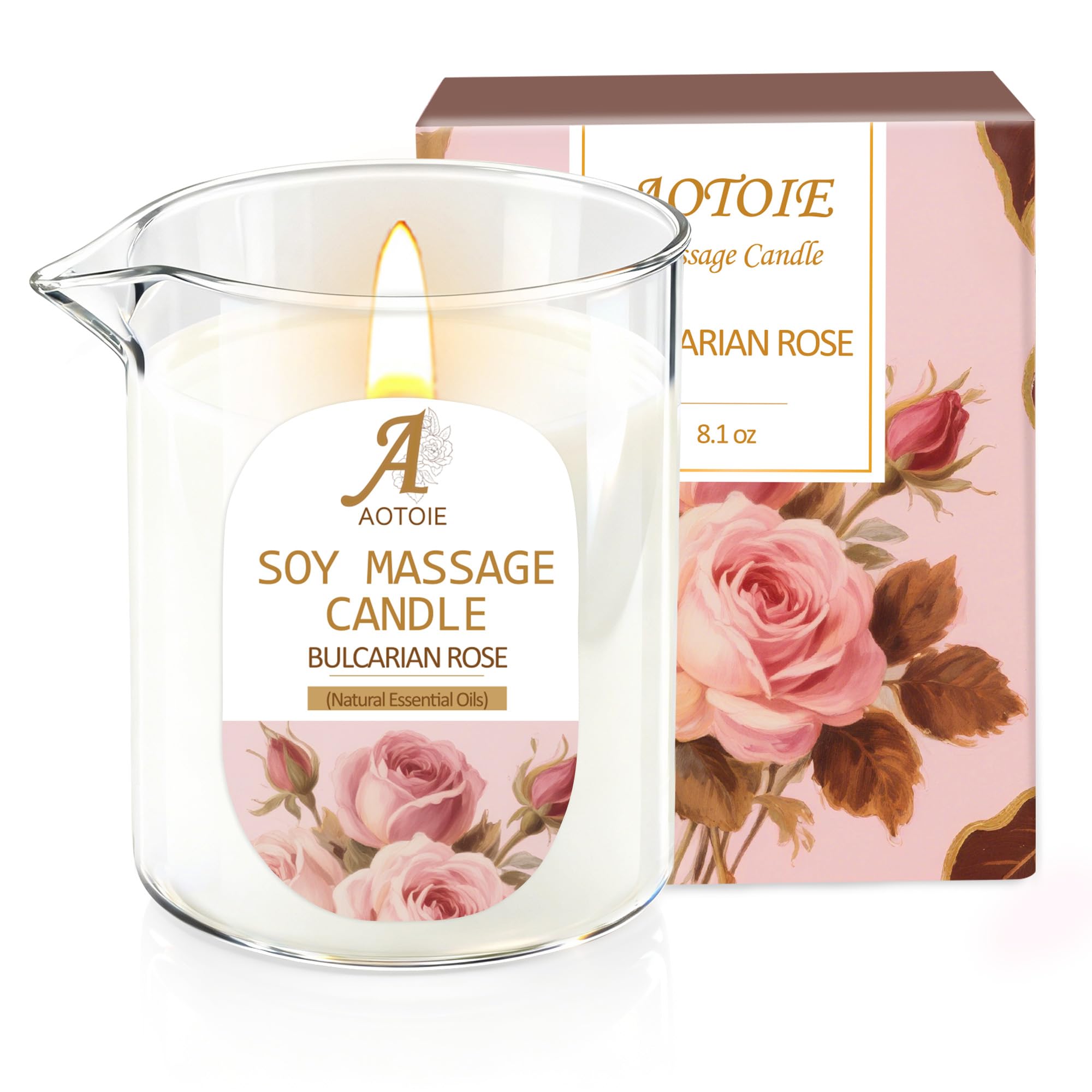 AOTOIE warming massage candle glows softly for at-home spa sessions.